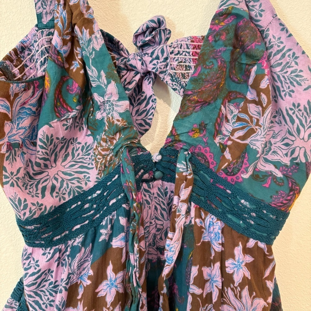 NWOT Free People Bali-Oletta Romper In Lupine Combo Size Large - Picture 4 of 14
